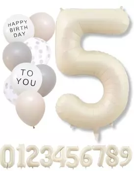 Воздушный шар с цифрой La Kissa бежевый большой набор воздушных шаров на день рождения тусклый воздушный шар с цифрой цвета слоновой кости украшение на день рождения тусклый (5, Белый)