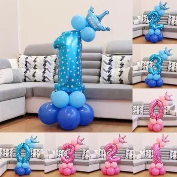 Воздушный шар с цифрой, яркий, яркий цвет, 32 дюйма, широкое применение, воздушный шар для вечеринки по случаю дня рождения Blue Number 0