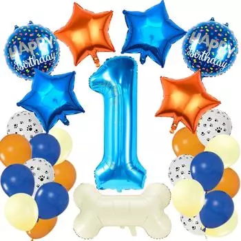 Воздушный шар со следами собак, комплект арки-гирлянды, синий, оранжевый, латексные шарики, 32 дюйма, шарики с цифрами, украшения для дня рождения, детского душа, вечеринки Number 0