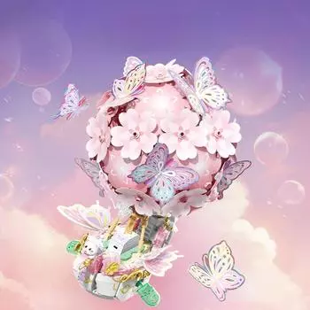 Воздушный шар строительный блок цветок совместимый головоломка сборка девочек игрушка подарок 16.8*13.5*23.6cm