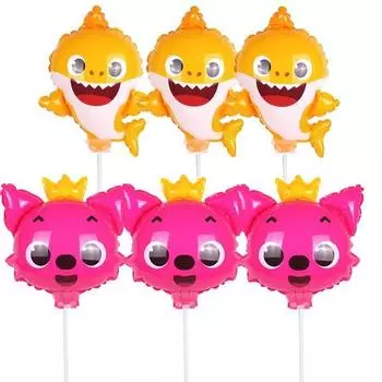 Воздушный шарик с изображением персонажа для вечеринки Pinkfong 3p + Baby Shark 3p, разные цвета, 1 комплект, популярные корейские игрушки