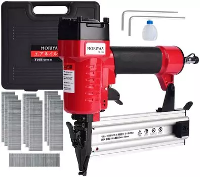 Воздушный степлер moriyaa Воздушный гвоздезабивной пистолет Отделочный гвоздезабивной пистолет Легкий и компактный Нормальное давление 1000 гвоздей в комплекте Улучшенная функция блокировки безопасности для предотвращения