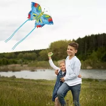 Воздушный змей Yousheng Kids Butterflies с 50-метровым летательным шнуром для открытого пляжа, парка, лужайки, легко управляемый, большой, с длинным хвостом, красочный воздушный змей в виде животного для взрослых мальчиков и девочек, подарок
