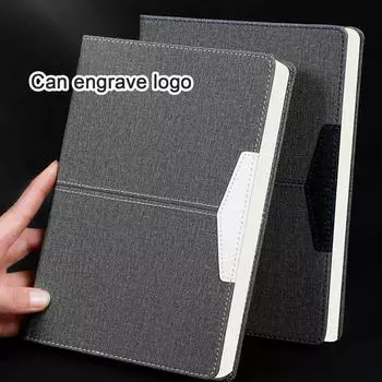 (Возможна гравировка логотипа) Тетрадь для бизнеса из кожи и ткани формата А5, рабочий блокнот, книга для записи совещаний, дневник, заметки о предметах, 98 листов, 196 страниц A5