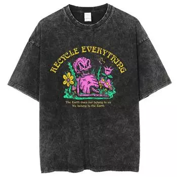 Возвращение Vampurr Выстиранные футболки Мужские Женские Футболка Харадзюку Повседневные Топы Уличная одежда Футболки оверсайз Топ S