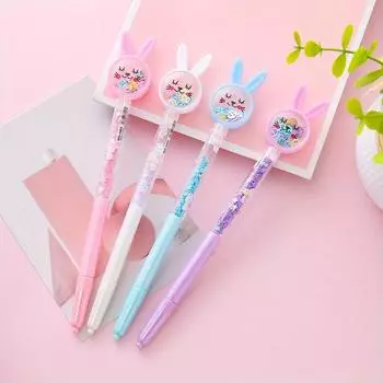 Возвращение в школьный сезон Пасха 10 шт. 0,5 мм кролик пайетки зыбучий песок гелевая ручка мультяшный пишущий инструмент водяная ручка высоко выглядящая офисная ручка для подписи розовый
