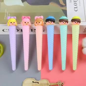 Возвращение в школу, 10 шт., 0,5 мм, высокая мультяшная пластиковая конусная гелевая ручка, милая форма мороженого, креативные канцелярские принадлежности, приз, подарок, водяная ручка фиолетовый