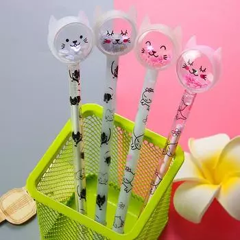 Возвращение в школу, 10 шт. 0,5 мм, гелевая ручка с мультяшными блестками, милая ручка в форме кошки, креативная офисная канцелярия, ручка для подписи на водной основе A