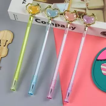 Возвращение в школу, 10 шт. 0,5 мм, креативная гелевая ручка с имитацией кристалла и любовью, высококачественная ручка для девочек, симпатичная канцелярская офисная ручка для подписи синий