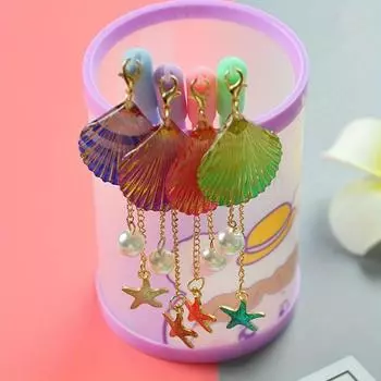 Возвращение в школу, 5 шт., 0,5 мм, имитация жемчужной ракушки, ручка-подвеска, симпатичная канцелярская гелевая ручка-подвеска в виде морской звезды, офисная ручка на водной основе для подписи розовый