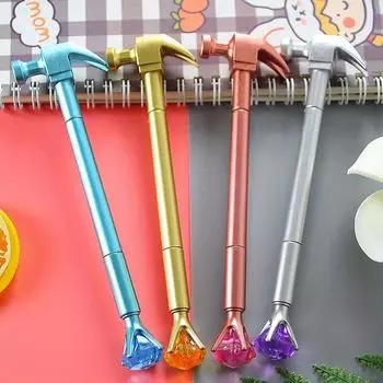 Возвращение в учебный сезон 10 шт. 0,5 мм алмазный молоток для укладки ручка высококачественная канцелярская гелевая ручка пластиковый молоток декомпрессия развлекательная ручка для подписи золотистый