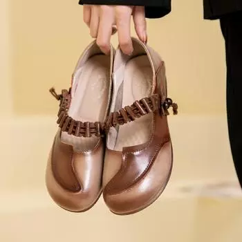 Возврату и обмену не подлежит [распродажа] обувь для мам одинарные туфли подошва из коровьего сухожилия нескользящая женская обувь среднего возраста кожаные туфли 35 чёрный