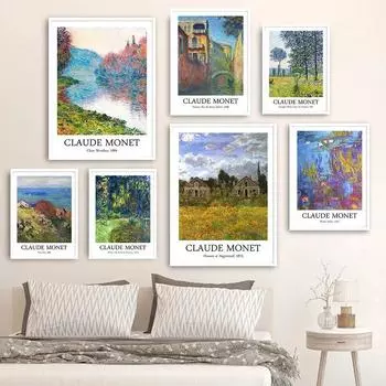 Впечатление Клод Моне абстрактный пейзаж настенная живопись холст картины скандинавские плакаты и принты настенные панно для декора гостиной без рамки 21*30cm