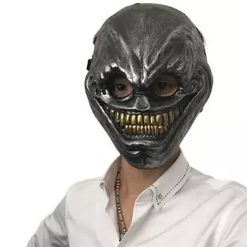 Впечатляющая смоляная маска с серебряным, медным, синим и белым дизайном для тематических вечеринок Silver Shape Bone
