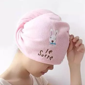 Впитывающая шапочка для волос с милым мультяшным кроликом, шапочка для волос из микрофибры с кроликом, полотенце для волос с кроликом Embroidery #C11ED#
