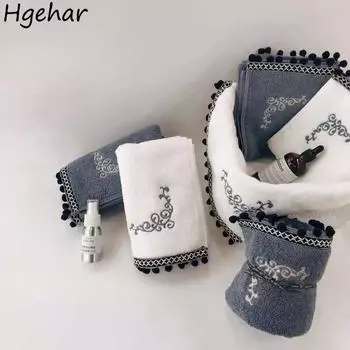 Впитывающее полотенце для лица из чистого хлопка, домашнее, для взрослых, утолщенное, удобное, нежное, для свадебного подарка, с кисточками, универсальное, многоразовое использование 75-35cm белый