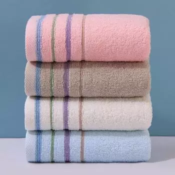 Впитывающее полотенце из чистого хлопка, домашнее цветное полосатое полотенце для лица 1PC белый