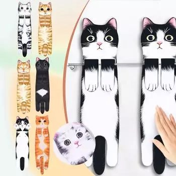 Впитывающее полотенце в виде кота, симпатичное висячее полотенце, украшение для рук, полотенце, украшение для кота, любители кошек, 1 шт. One Size