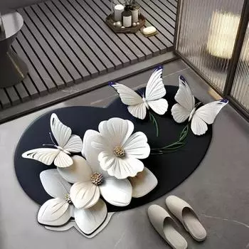 Впитывающие коврики для ванной 3D Реалистичный придверный коврик Цветок Бабочка Коврик для ванной для ванной комнаты спальни 40*60cm-Style 6