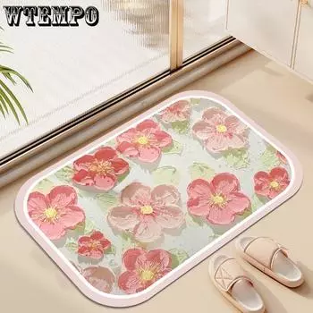 Впитывающий быстросохнущий напольный коврик, мягкая диатомовая грязь, ванная комната, кухня, вход, нескользящий коврик для двери туалета, напольный ковер oval розовый