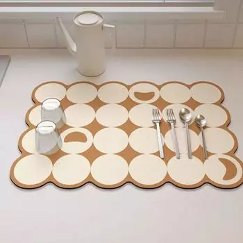 Впитывающий диатомитовый коврик для сушки посуды Кофемашина неправильной формы Сливной коврик Кофемашина S чёрный