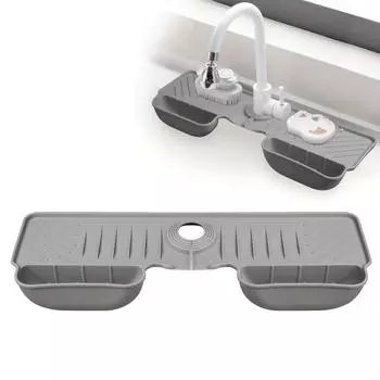 Впитывающий коврик для кухонного крана, защита от брызг раковины, силиконовая подкладка для сушки дренажа, защита столешницы, дренажный коврик, кухонные принадлежности светло-серый