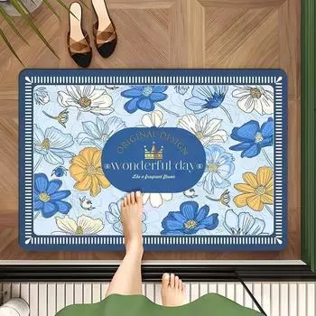 Впитывающий коврик для ног в стиле ретро с цветочным узором, легкий, роскошный, китайский, противогрязный, противоскользящий, быстросохнущий, диатомовый коврик для двери туалета 30 * 50 (diatom mud)