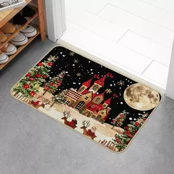 Впитывающий коврик для пола Санта-Клаус, быстросохнущий коврик Merry Christmas, противоскользящий коврик для пола с изображением рождественской елки, впитывающая ванная комната 400MMx600MM
