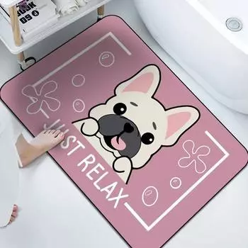 Впитывающий коврик для пола в ванной с рисунком из мультфильма Диатомовая грязь Коврик для входа в туалет Быстросохнущий коврик для ног Нескользящий коврик 40x60cm