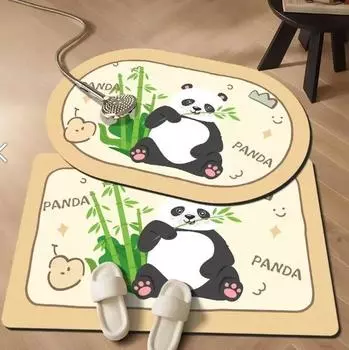 Впитывающий коврик для ванной комнаты Коврик для двери в ванную комнату Диатомовая грязь Быстросохнущий домашний ковер Нескользящий милый коврик с рисунком 40 * 60 (2.5mm) Oval