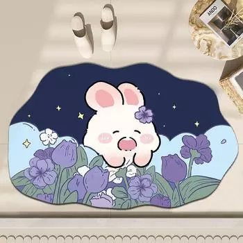 Впитывающий коврик для ванной комнаты, милый мультяшный коврик для двери ванной комнаты, быстросохнущая диатомовая грязь, которую можно резать, коврик для ног специальной формы 40 * 60CM [Diatom Mud]