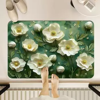 Впитывающий коврик для ванной комнаты, нескользящий, быстросохнущий, диатомовый грязевой коврик для унитаза, цветочный 3D визуальный коврик для ванной комнаты 40*60CM