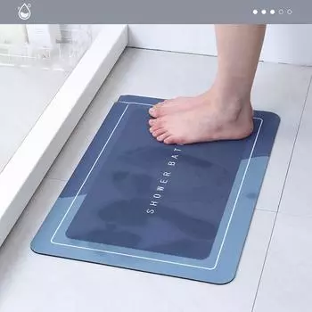 Впитывающий коврик для ванной комнаты, противоскользящий коврик для душа, быстросохнущий коврик для ванной, кухонный коврик для входа, домашний коврик для ванной темно-синий