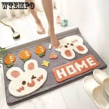 Впитывающий коврик для ванной комнаты с рисунком в виде мультяшного животного, ковер для ванной комнаты, пушистый плюшевый нескользящий коврик для двери 40*60cm
