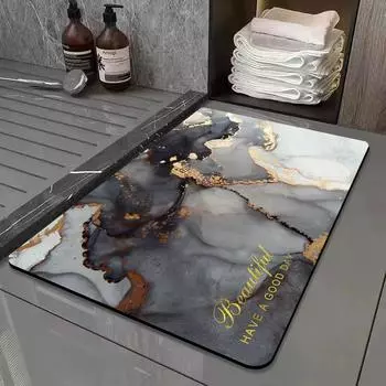 Впитывающий коврик для ванной комнаты, туалетная дверь, мраморный нескользящий коврик, мягкий коврик из диатомовой грязи 40*60cm