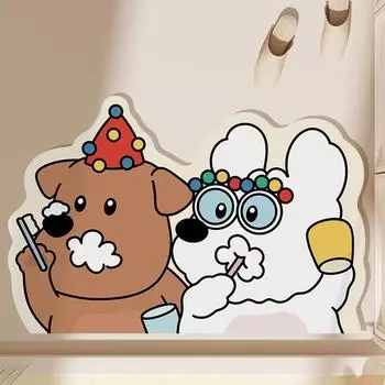 Впитывающий коврик для ванной с изображением мультяшной собаки, дверь ванной комнаты, специальный коврик из диатомовой грязи, нескользящий быстросохнущий коврик 40 * 60cm