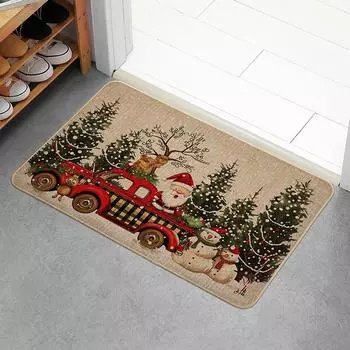 Впитывающий коврик для ванной в виде рождественской машины с елкой, быстросохнущий коврик Merry Christmas, противоскользящий коврик Christmas, коврик для двери 43CMx74CM