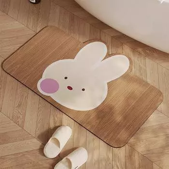 Впитывающий коврик Нескользящий коврик для ног Печенье Кролик Ванная комната Туалет Мягкий Диатомовый Грязевой Туалет Дверь Грязный и Быстросохнущий 40 * 60Cm [Diatom Mud]