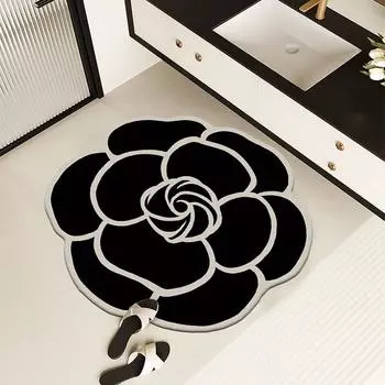 Впитывающий коврик с цветочным узором, ковер для ванной комнаты, нескользящие коврики для ног, быстросохнущий, мягкий, диатомовая грязь, украшение для дома Diameter 80cm