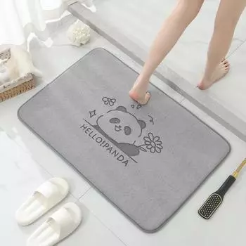 Впитывающий коврик с принтом панды для двери ванной комнаты, серый, нескользящий коврик для двери ванной комнаты 40cm*60cm