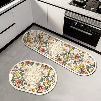 Впитывающий кухонный ковер, нескользящий напольный коврик, впитывающий масло, кухонный длинный ковер для спальни, входной коврик, домашний декор 40cmX60cm Velvet темно-зеленого