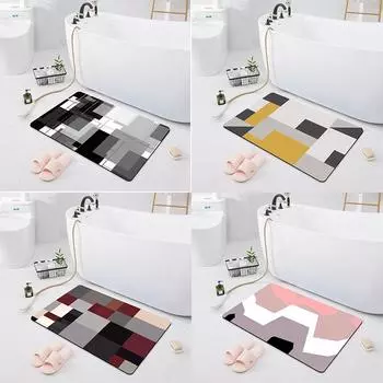 Впитывающий нескользящий коврик Дверной коврик Ванная комната Туалет Пол Душевая комната Коврик для ванной Современный кухонный коврик 40x60cm