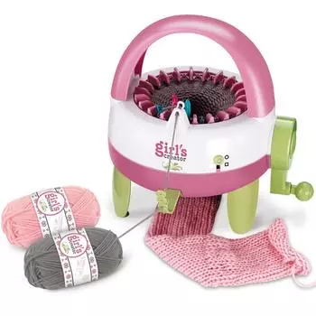 Вязальная машина, 22 иглы, вращающийся комплект для взрослых и детей, шарф-гребец, шапка, носки розовый