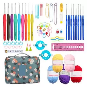 Вязальные спицы, прочная износостойкая мягкая гладкая многоцветная пряжа, набор крючков для вязания крючком для шарфов