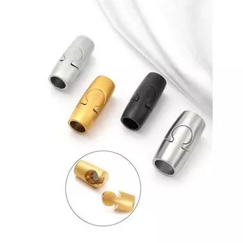 Вязальный шнур клипса плетеный плоский кожаный шнур браслет чешуя дракона цепочка на запястье соединительная круглая пряжка головная пряжка нержавеющая сталь 316 магнитная пряжка Steel color inner diameter 6mm