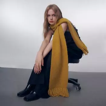 Вязаная бахрома ручной работы, 12 цветов, однотонный вязаный шарф, женский зимний атмосферный мягкий и липкий шарф 200x24cm