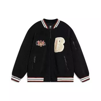 Вязаная бейсбольная куртка Li-Ning Badfive с буквенным принтом, мужская верхняя одежда, черная AFMT017-2 S