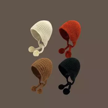 Вязаная черная шапка Yang Mi, женский осенне-зимний головной убор, теплый и милый, большая окружность головы, протектор для ушей, толстая шерстяная шапка One size