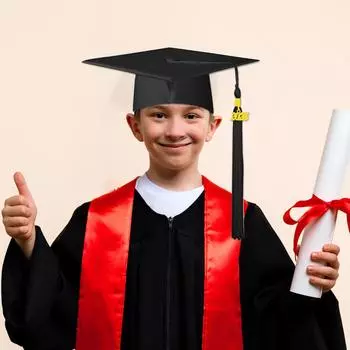 Вязаная докторская шляпа, выпускная шляпа, бакалаврская шляпа, взрослая шляпа, наставник, шляпа с годом One Size чёрный