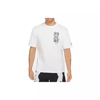 Вязаная футболка с круглым вырезом Jordan Dri-Fit Zion Basketball Print, мужские топы белого цвета DH0593-101 L